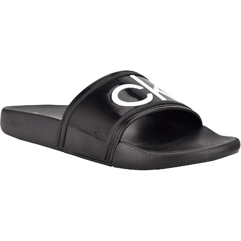 Calvin Klein Womens Laceless Rubber Slide Sandals