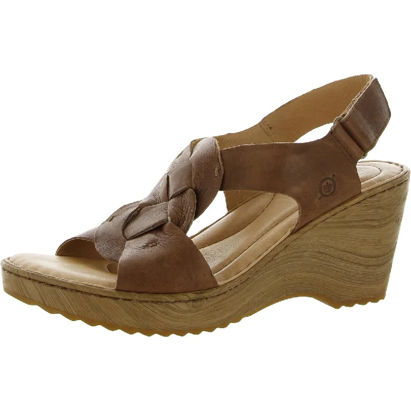 Born Womens Leather Adjustable Wedge Sandals