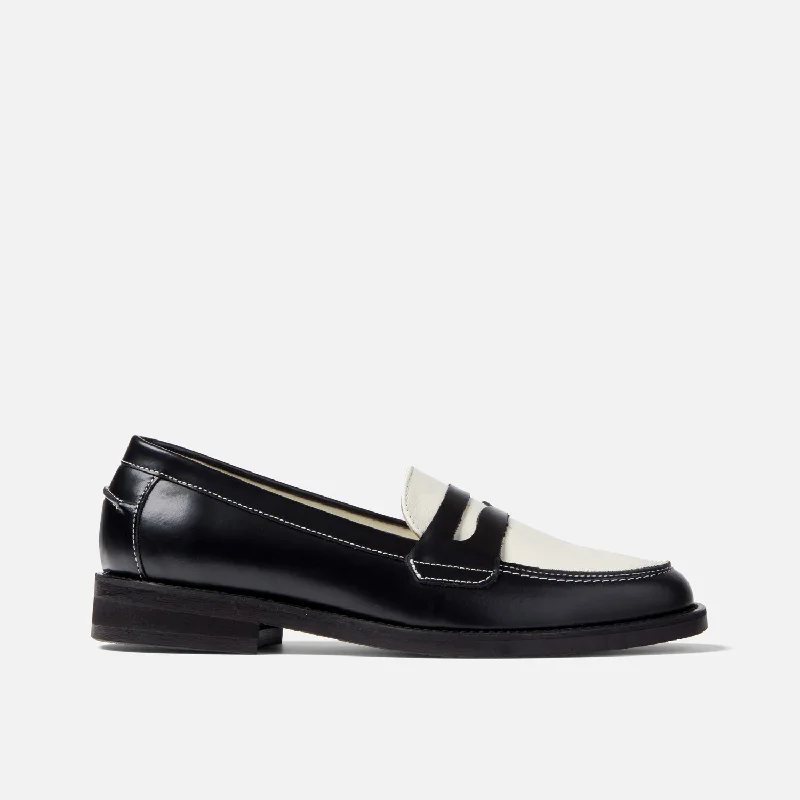 Wilde Black + White Penny Loafer - Women's