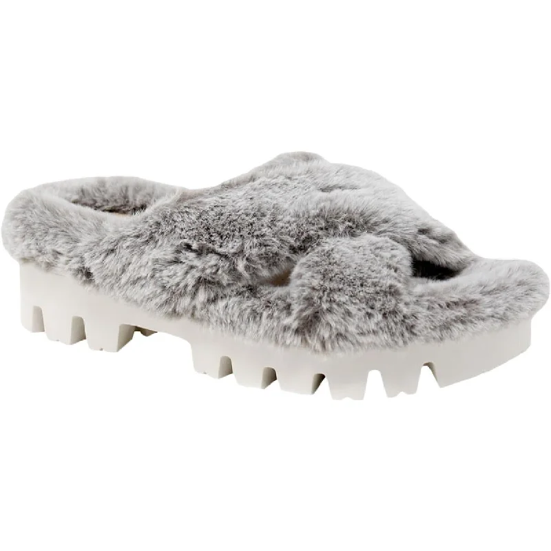 Charles by Charles David Zealous Women's Faux Fur Criss Cross Open Toe Slippers