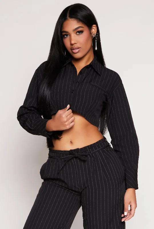 Pinstripe Cropped Shirt