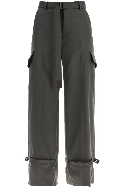 Sacai Women's Cargo Wool Blend Trousers For Men.