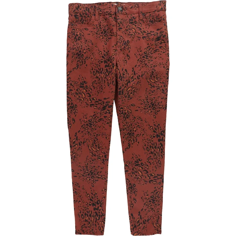 Ella Moss Womens Retro High-Rise Leopard Skinny Fit Jeans, Red, 29