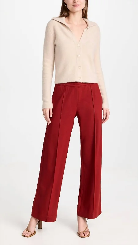 Fine Knit Wide Leg Pants In Scarlet Red