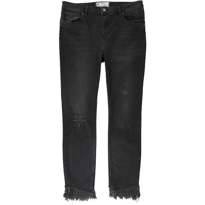 Free People Womens Fringe Skinny Fit Jeans, Black, 29