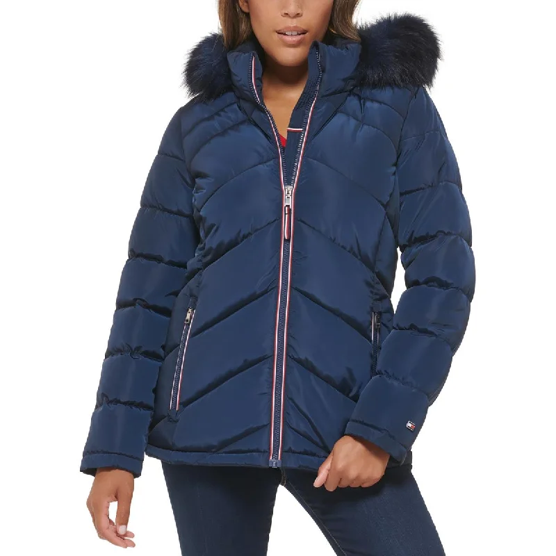 Tommy Hilfiger Womens Insulated Detachable Hood Puffer Jacket