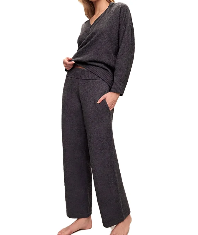 Eberjey Women Recycled Boucle Wide Leg Pants Graphite