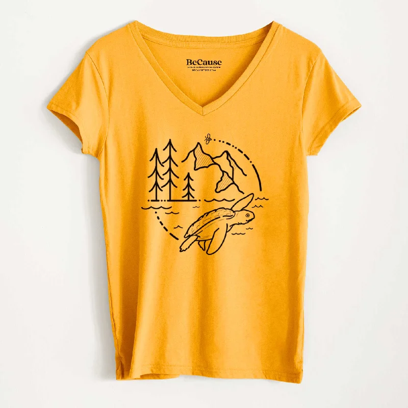 It's All Connected - Kemps Ridley Turtle - Women's 100% Recycled V-neck