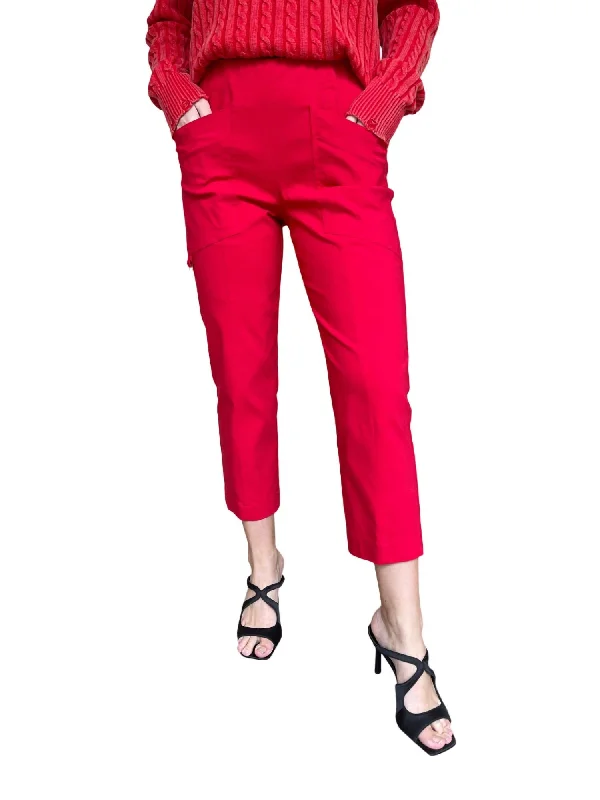 Control Stretch D Ring Crop Cargo Pant In Red