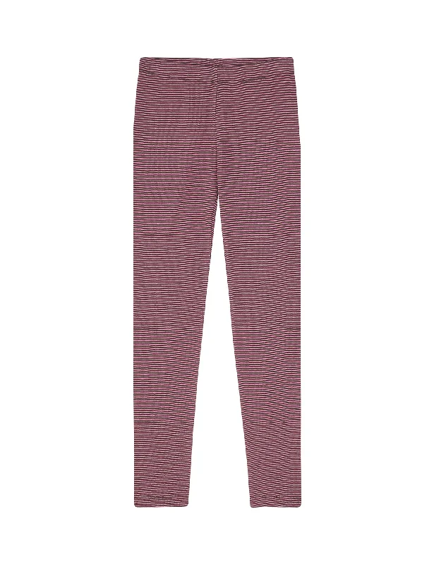 2x2 Cotton Stripe Lulu Leggins, Rosin/Carmine Rose