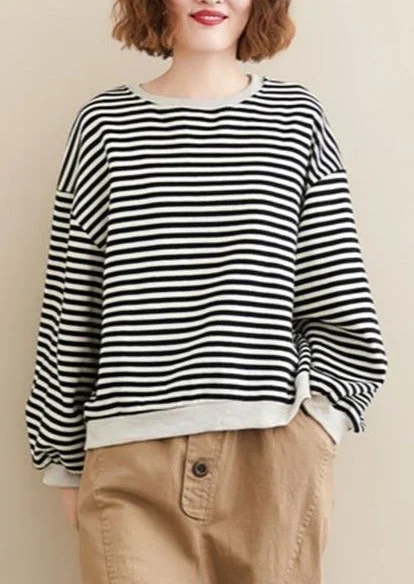 Women Autumn Long Sleeve Cotton Sweatshirt  Striped Female Loose Casual Pullovers Hoodies