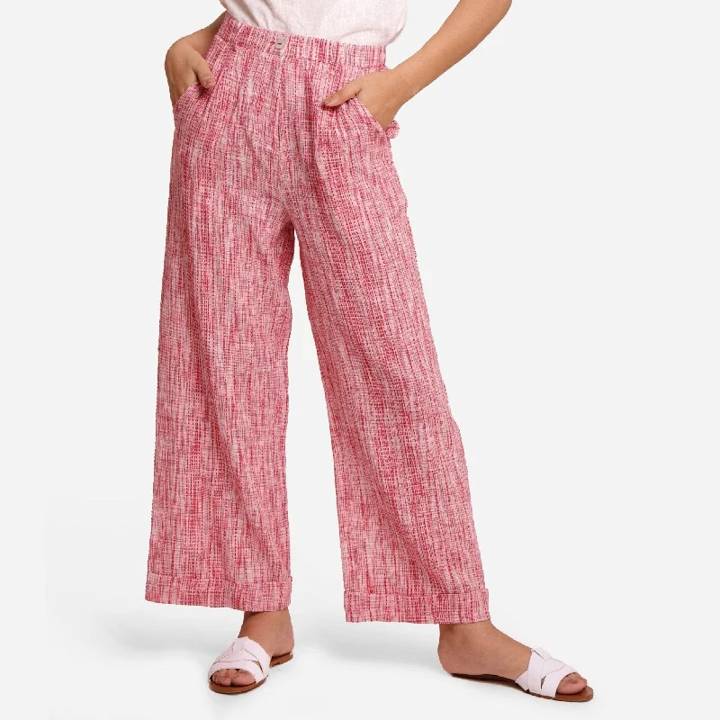 Red Crinkled 100% Cotton High-Rise Baggy Pant