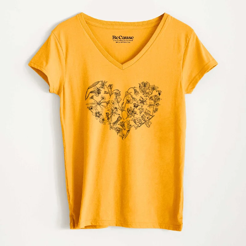 Heart Full of California Mountain Wildflowers - Women's 100% Recycled V-neck