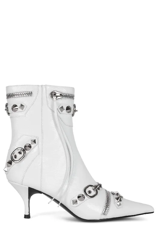 Alt Rock Ankle Boot In White/silver