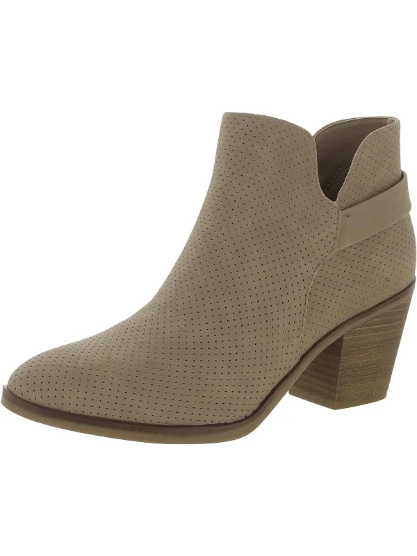 Jullep Womens Faux Suede Almond Toe Booties