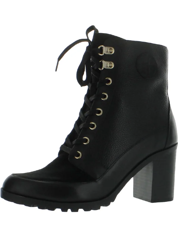 Keeryn L Womens Leather Ankle Combat & Lace-up Boots