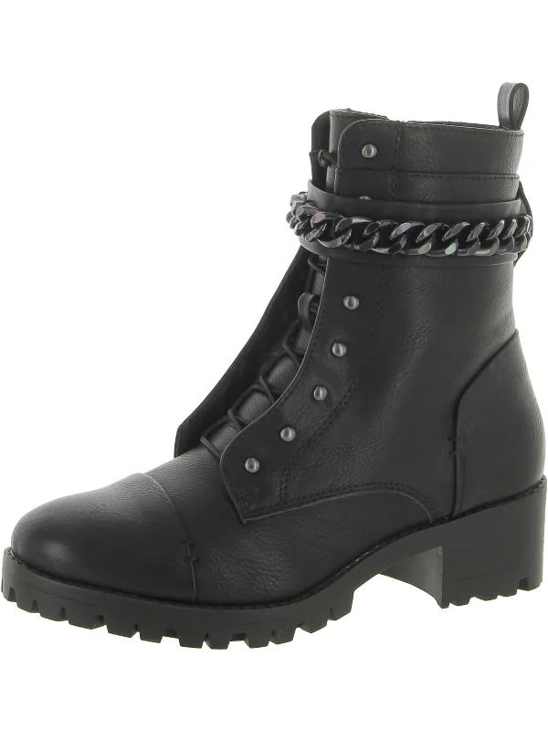 Nine Womens Faux Leather Pull On Ankle Boots