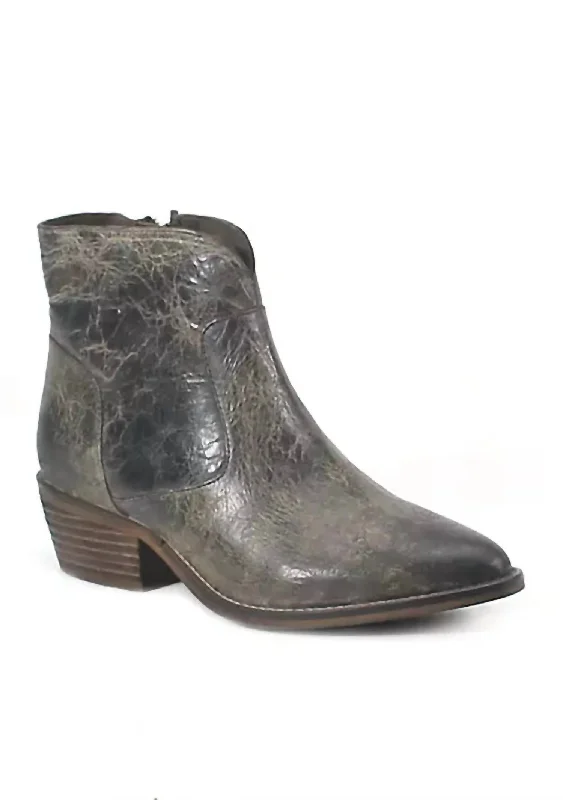 Women's Cool Wind Vintage Leather Booties In Charcoal Vintage Leather