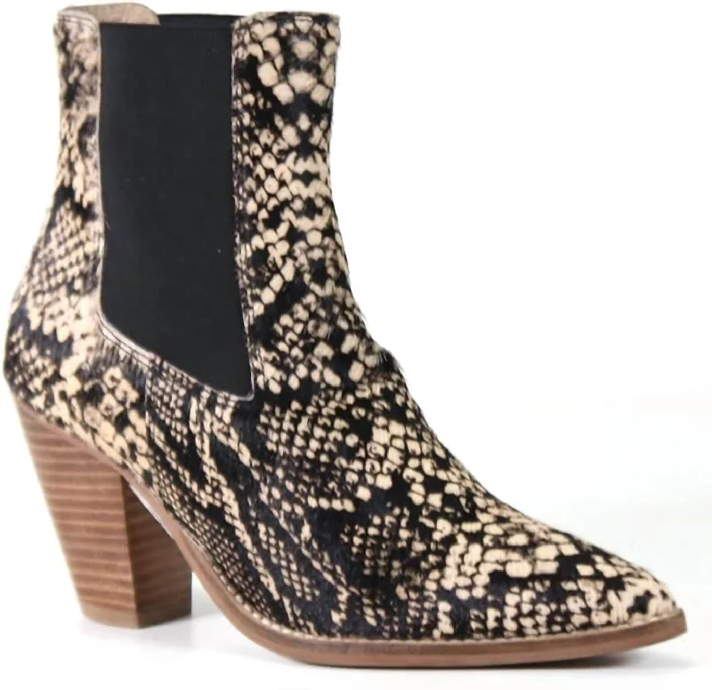 Womens Sound Off Snake Chelsea Boots In Beige/black