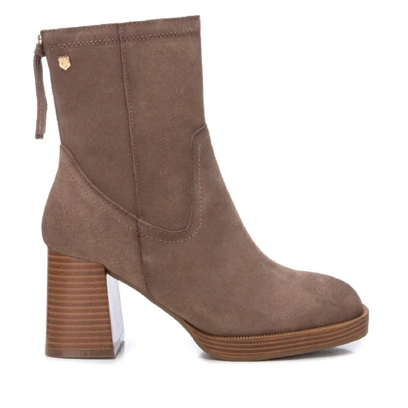 Women's Suede Booties In Taupe