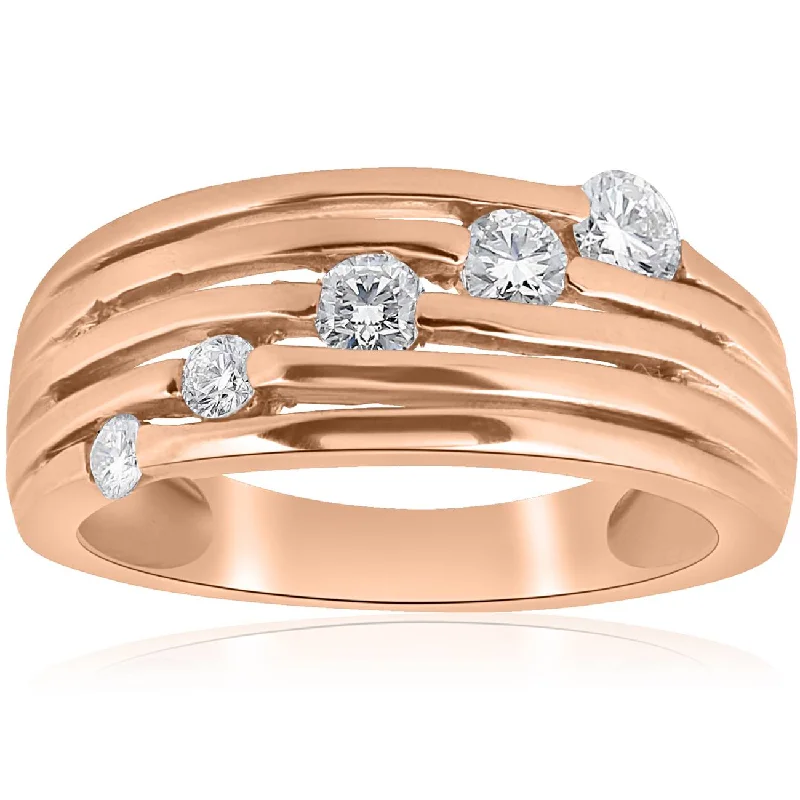 14K Rose Gold 1/2ct Diamond Right Hand Journey Ring