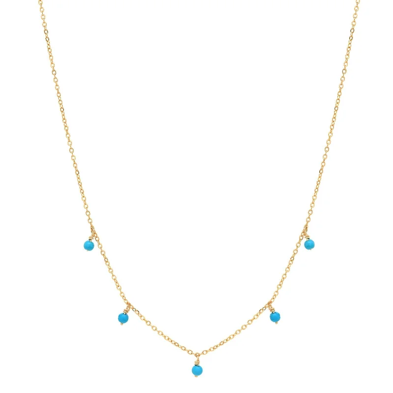 Tiny Turquoise Stone Drop Necklace