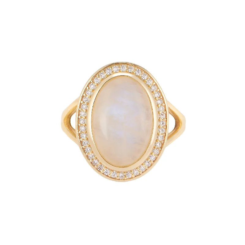 Adornia Moonstone Halo Ring 14k gold vermeil