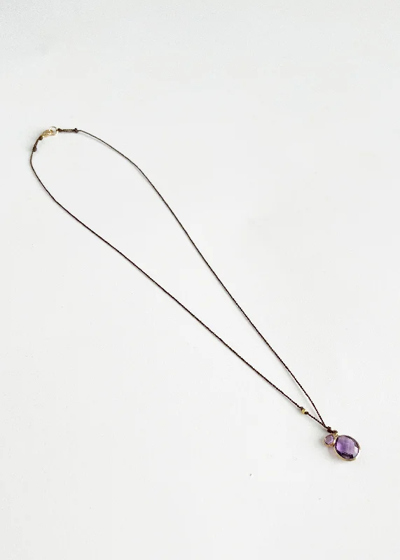 Amethyst, Sapphire & 18k Bead Necklace