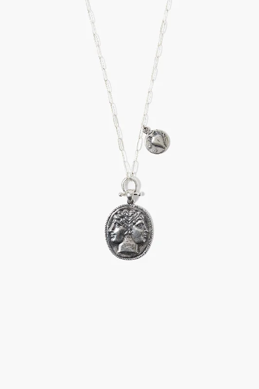 Janus Coin Necklace Silver