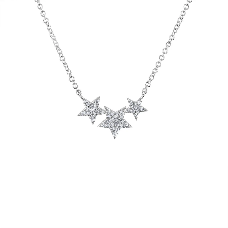 14KT GOLD DIAMOND THREE STAR NECKLACE