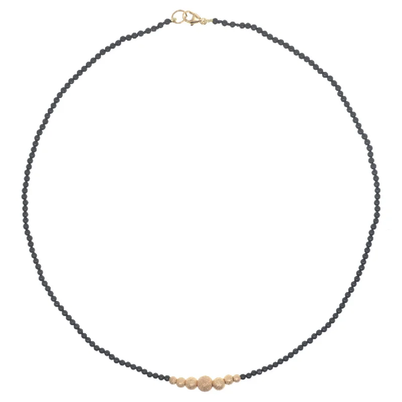 Mini Bubbles Necklace - Onyx and Dazzle Gold Beads