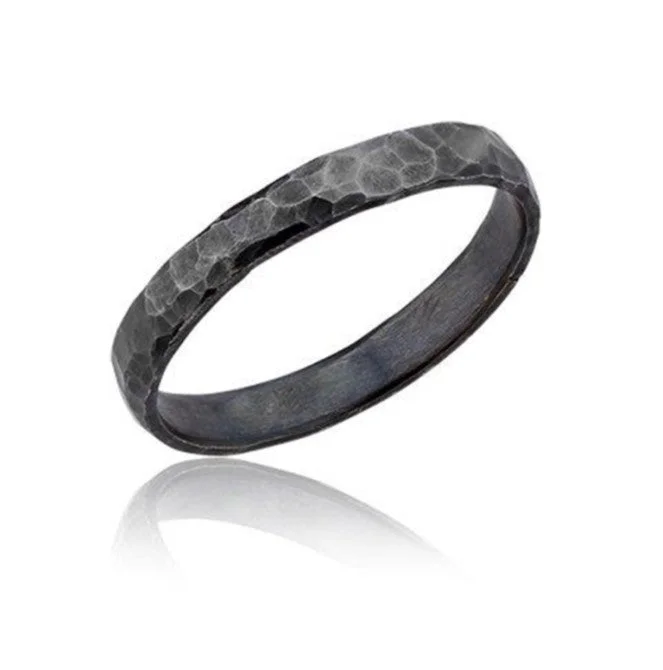 Oxidized Sterling Silver Flat Style "Fusion" Band