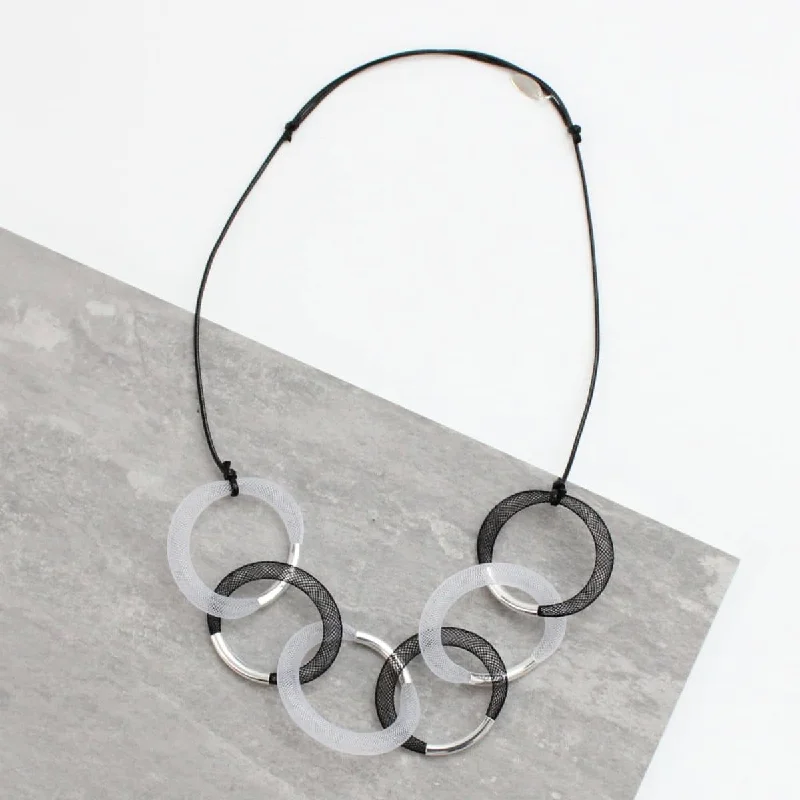 Silver Accented Mesh Statement Necklace