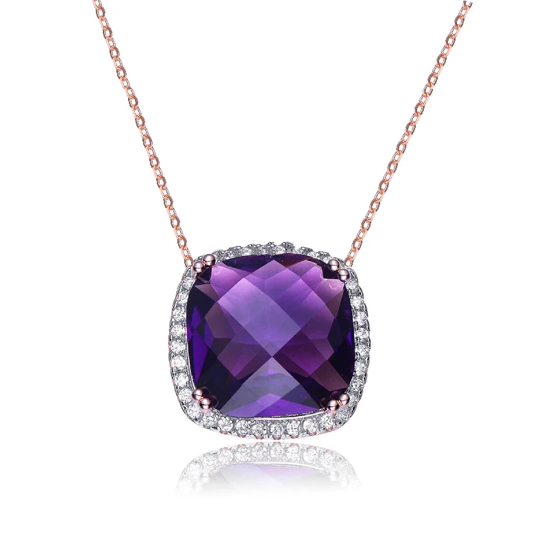 Gabrielle Purple Solitaire Pendant