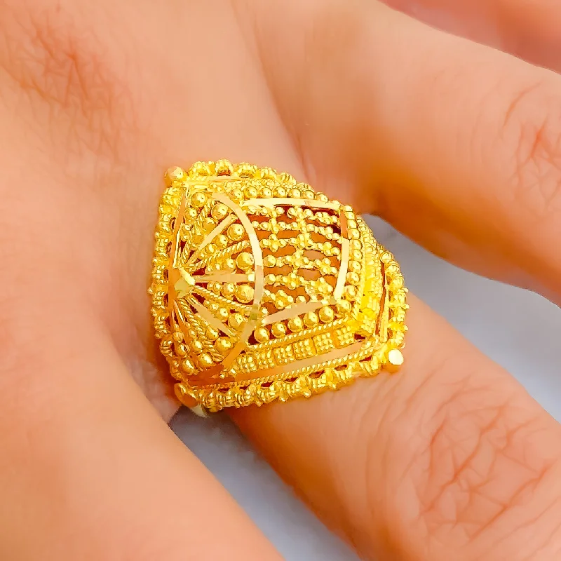 Traditional Embellished Classy 22K Gold Ring