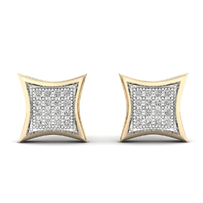 10k Yellow Gold 1/10ct TDW Diamond Cluster Stud Earrings