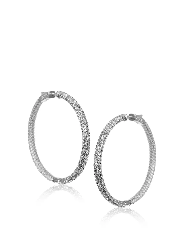 Cubic Zirconia Pave Hoop Earrings