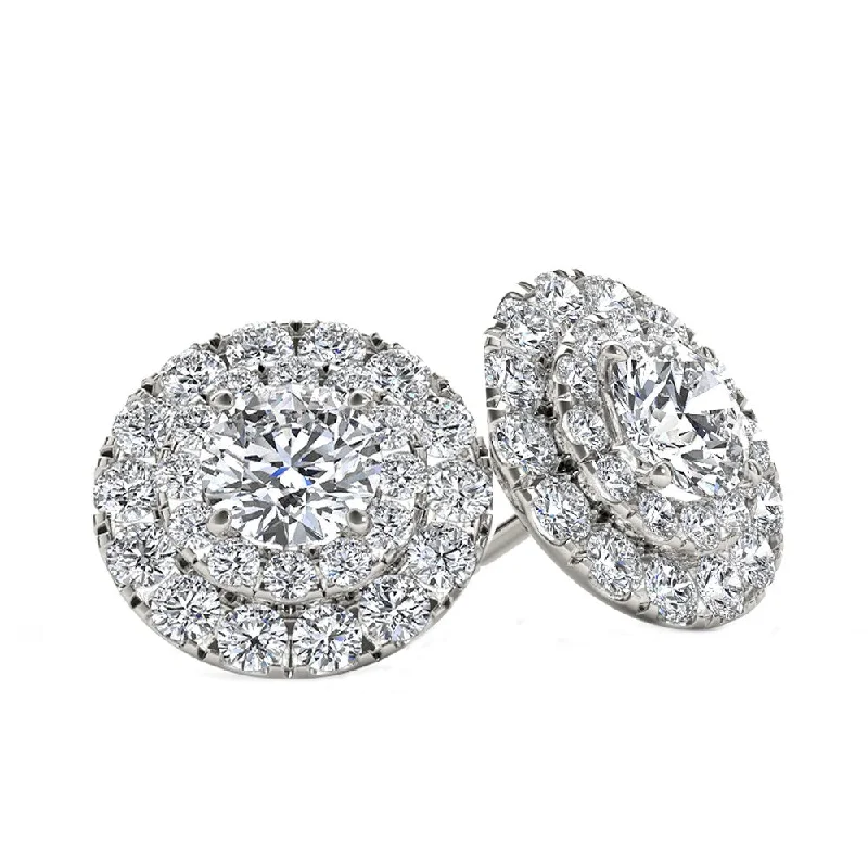 De Couer 10k White Gold 1/2ct TDW Diamond Halo Stud Earring