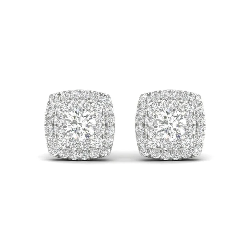 De Couer 10k White Gold 1/2ct TDW Diamond Halo Stud Earring