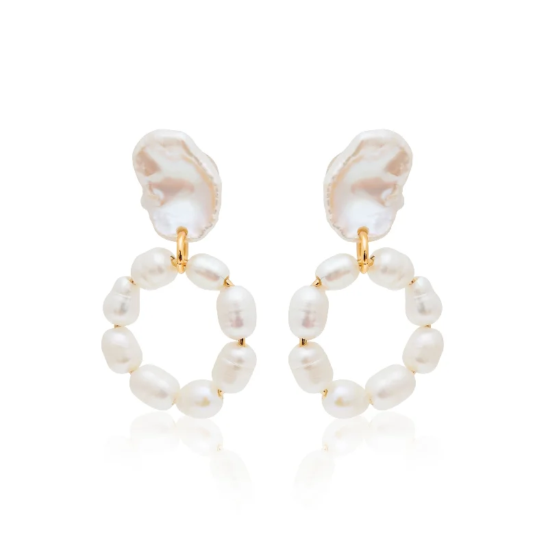 Freshwater Pearl Hoop Pierced Earrings