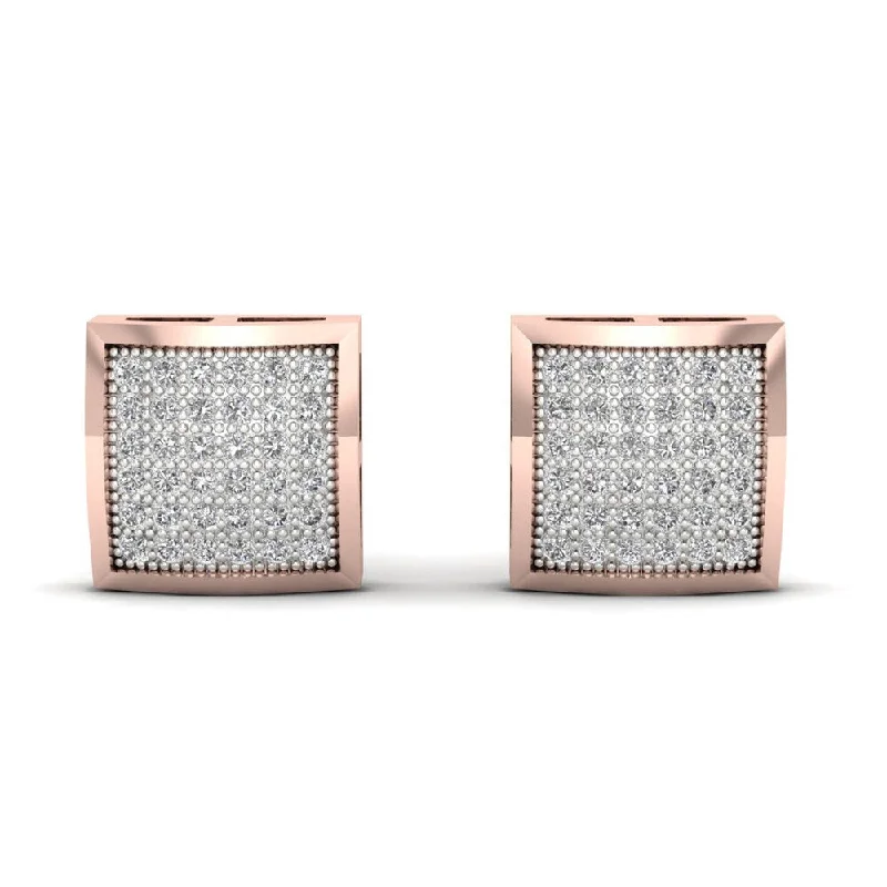 IGI Certified 10k Rose Gold 1/4ct TDW Diamond Cluster Stud Earrings - Pink