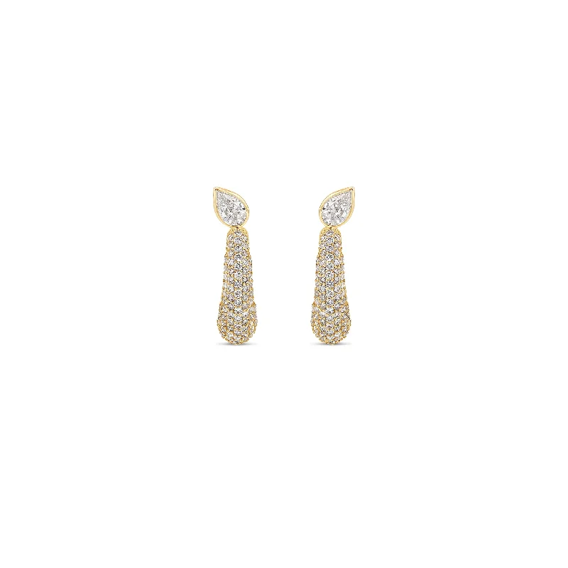 Pavé Pear Demi Hoop Earrings