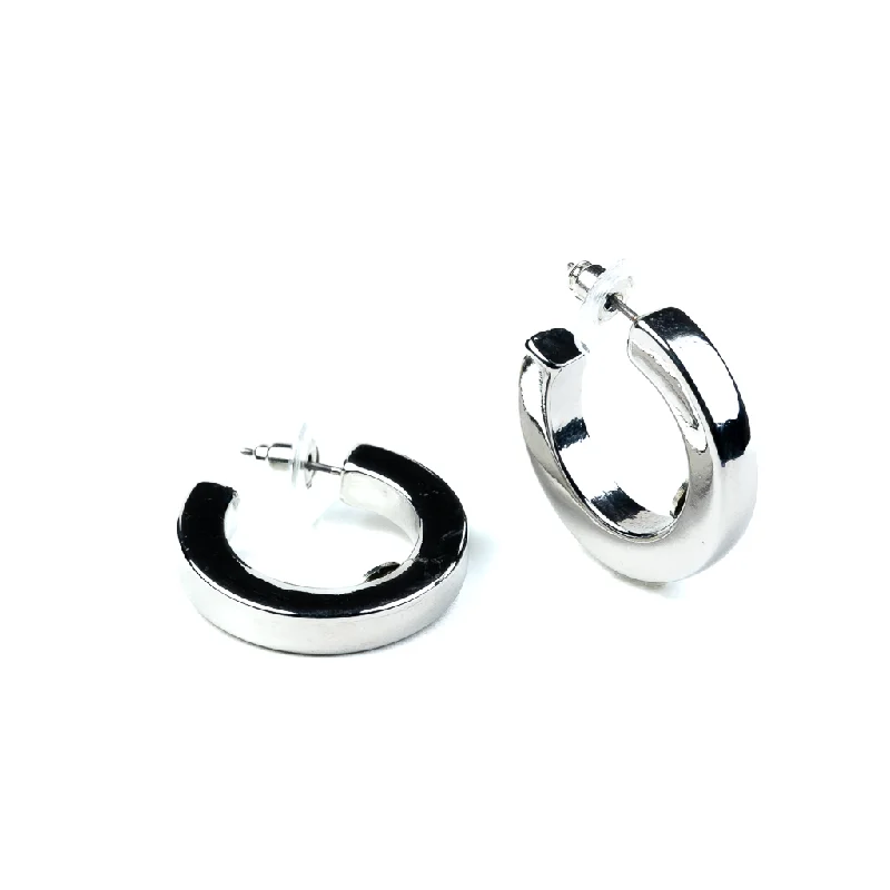 Polished Silver Hoop Earrings