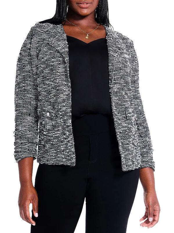 Starry Sky Womens Tweed Work Wear Open-Front Blazer