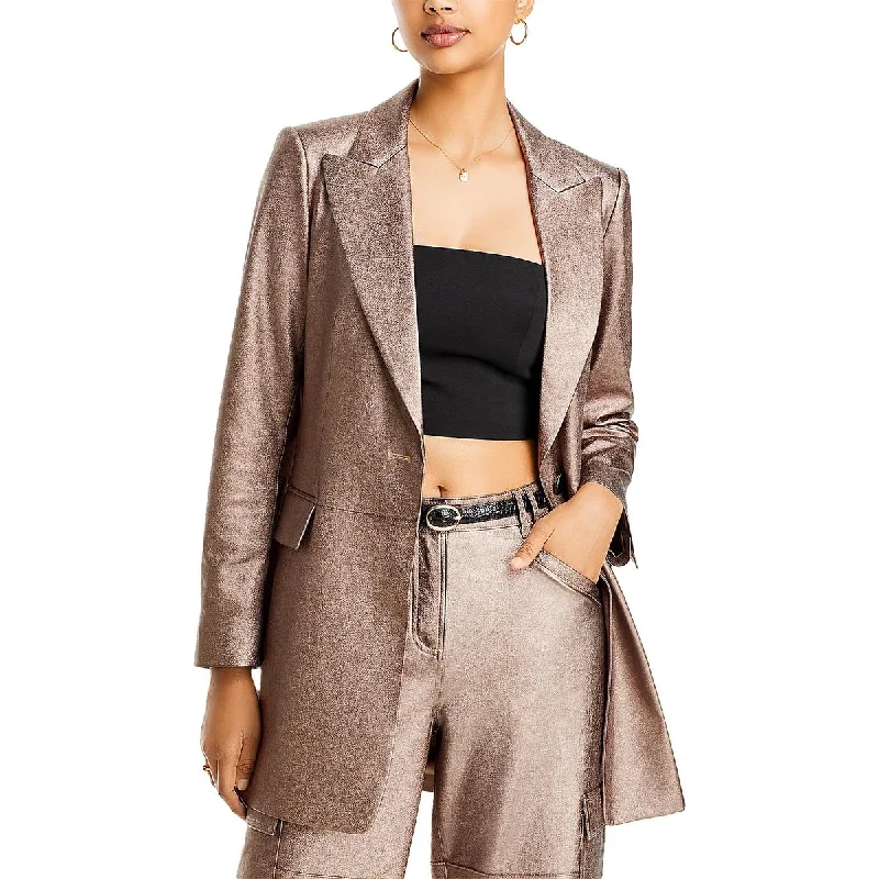 Womens Shimmer Evening One-Button Blazer