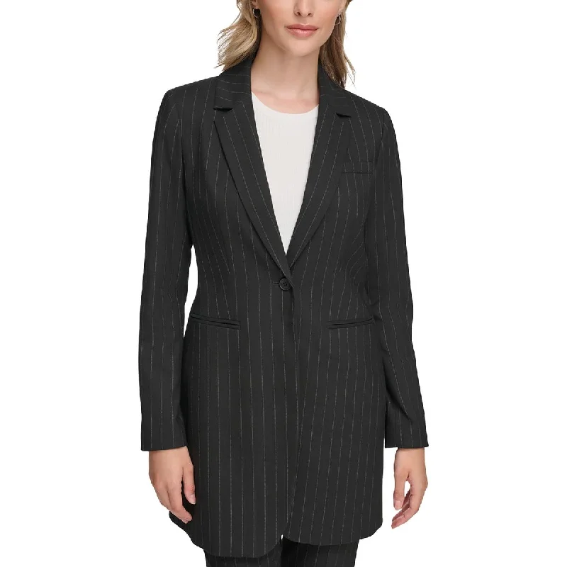 Womens Stiped Business One-Button Blazer