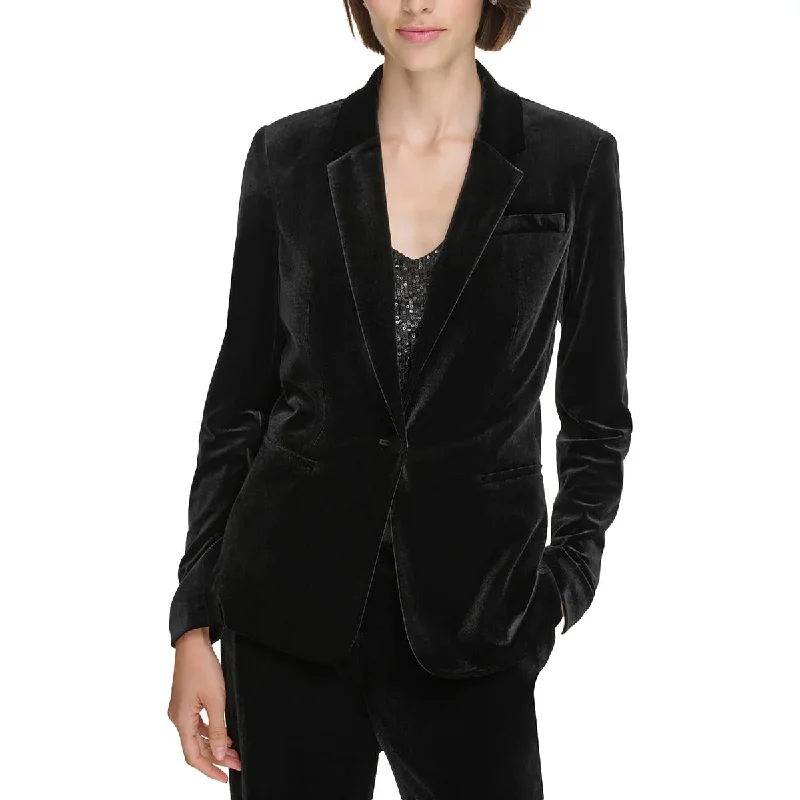 Womens Velvet Business One-Button Blazer