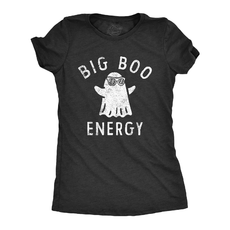 Womens Big Boo Energy T Shirt Funny Spooky Halloween Bed Sheet Ghost Tee For Ladies