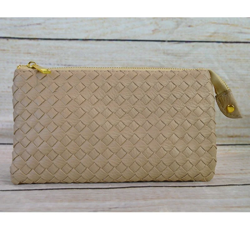 7050 Woven Three Compartment Clutch/Crossbody Bag