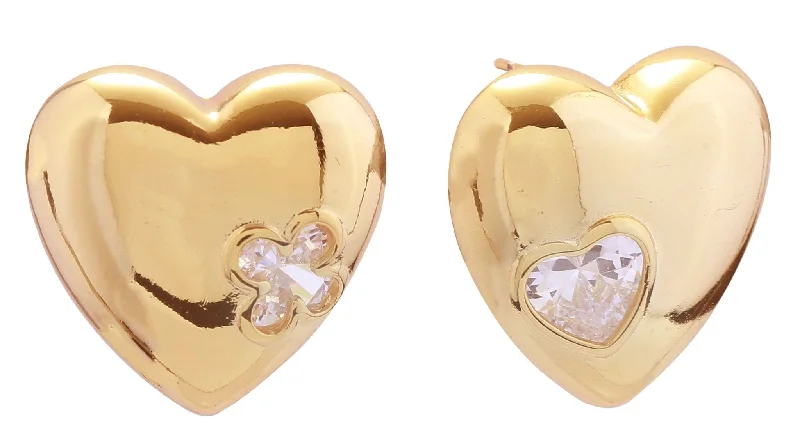 DJE310809 14K Dreamy Heart Pave CZ Post Earrings